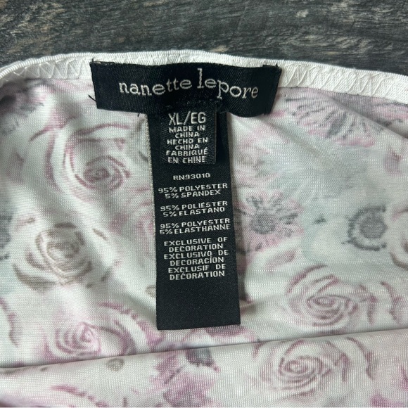Nanette Lepore Pink White Floral Lace Trim Nightgown/Cami Adjustable Straps XL - Picture 6 of 6